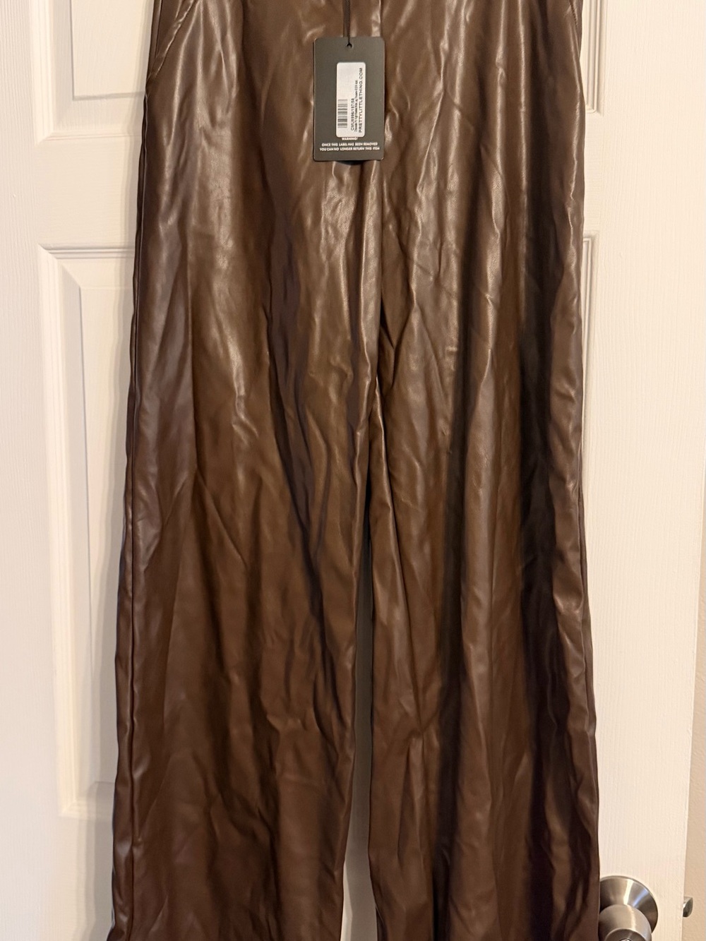 PrettyLittleThing Chocolate Brown Faux Leather Pants